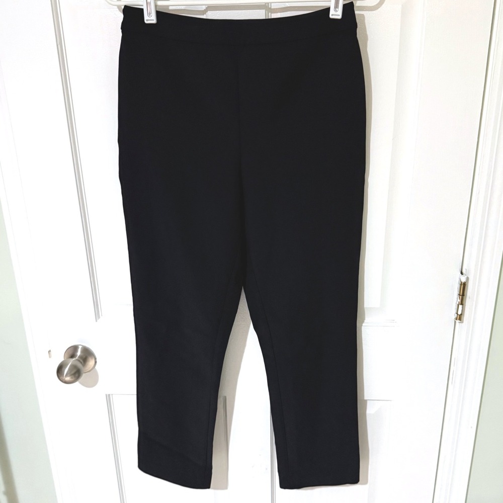 Jenni Kayne Black Cropped Trousers Side Zip Dress Pants Size 8